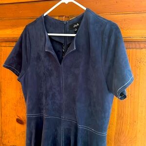 Suede midi dress, navy